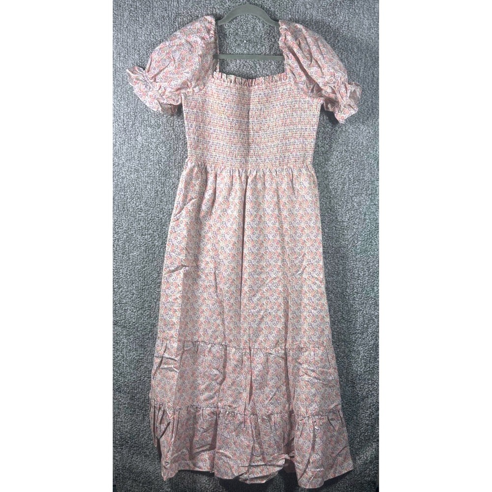 English Factory Floral Smocked Puff Sleeve Tiered Midi Dress Womens Small